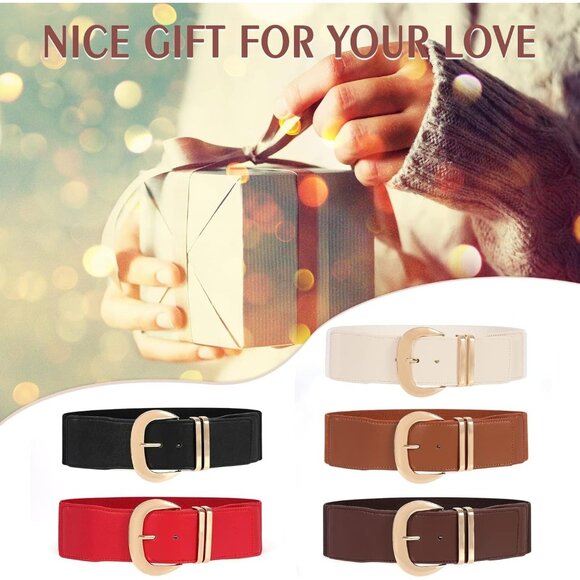 ⚡Golden Women Wide Elastic Waist Belt for Dresses Fashion Gold Buckle Stretchy - Picture 7 of 7